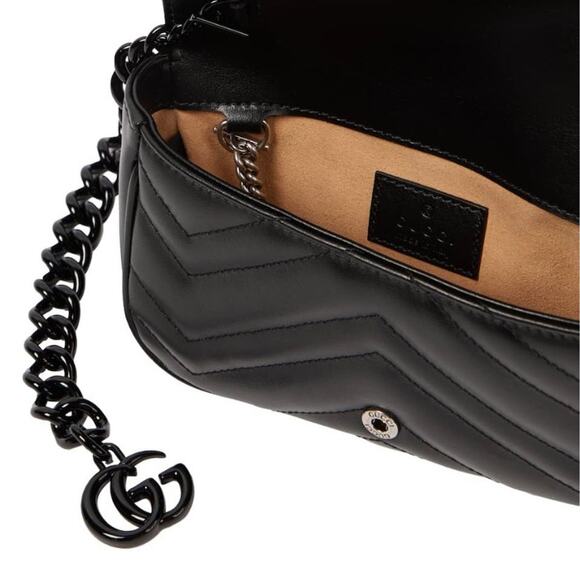 GUCCI Marmont GG logo chain quilted leather belt bag - Picture 3 of 6